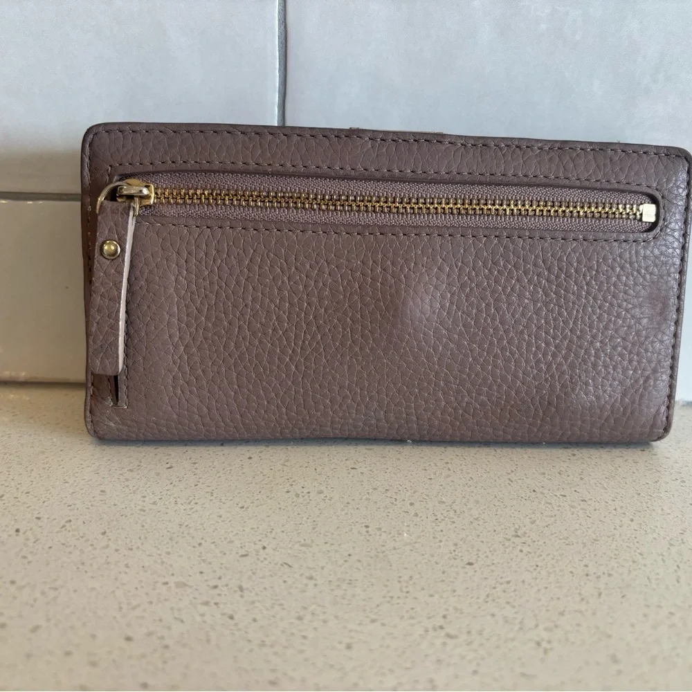KATE SPADE EDEN LANE JACINDA PORCINI BOW LEATHER WALLET DUSTY PINK